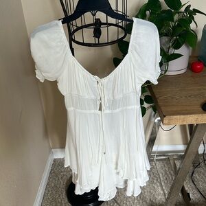 White romper dress with tie front